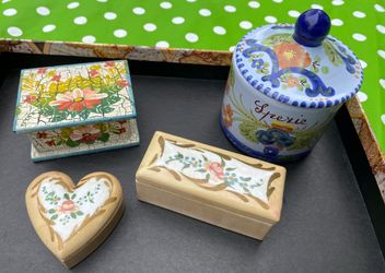 Assorted Trinket Boxes Total 4 With Lids