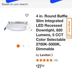  leviton 4 inch ceiling light  5 select brithgness 