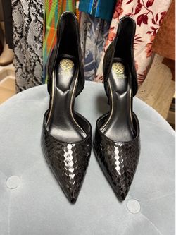 Vince Camuto Black Snake-Embossed D'Orsay Pumps