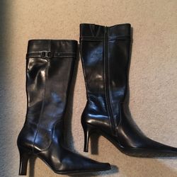 Boots ANNE KLEIN BLACK LEATHER BOOTS