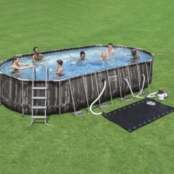 Bestway Power Steel 22x12x48 Swimming Pool Ladder Filter Pump 1431 