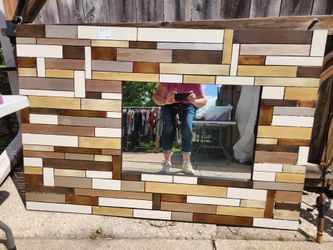 Used Metal Hanging w/ Mirror 59" wide  x 39" high x 1" thick