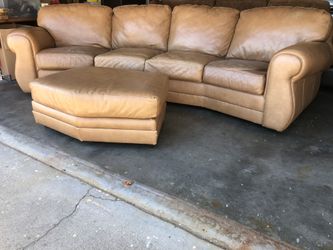 Leather sectional w ottoman