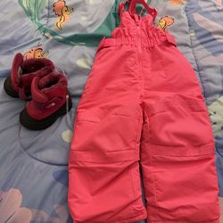 12/18 months snow bib & 4t snow boots