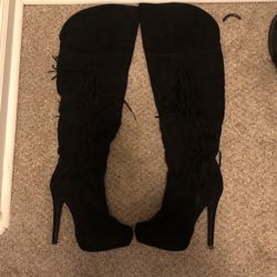 Black Thigh High Boots Size 9w