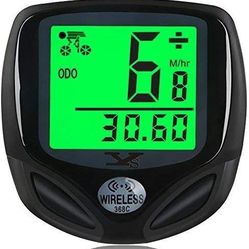 Bike Speedometer Waterproof Wireless Bicycle Bike Computer and Cycling Odometer with Multi-Function LCD Backlight Display