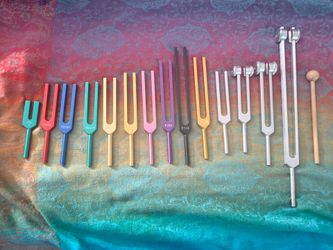 Colored Solfeggio Tuning Fork Set with Mallets