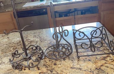 Princess house Meridian antique brass finish metal accessory collection (cupholder, napkin holder ,paper towel holder) OBO