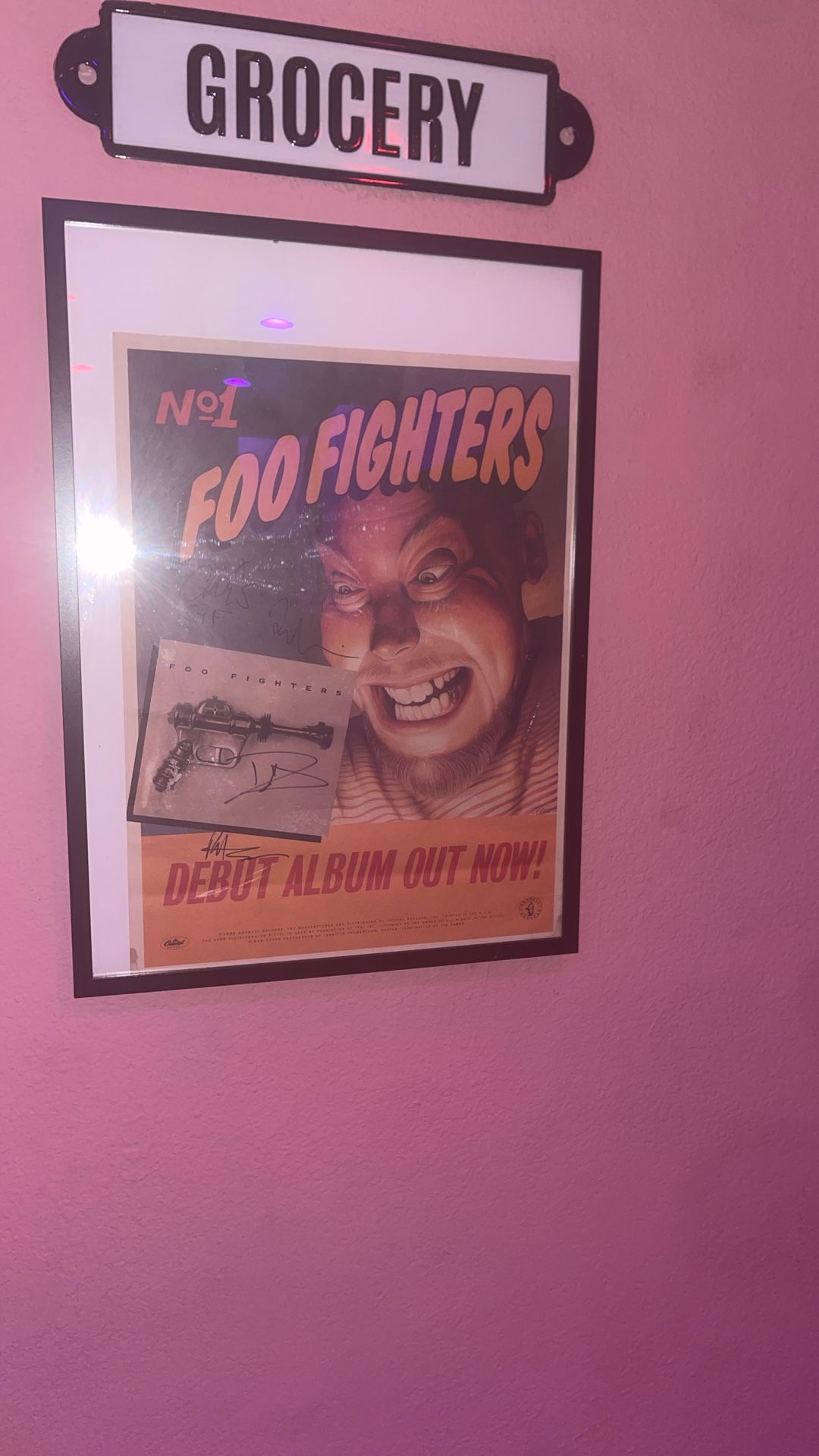 Tower Records Advertising Poster For Foo fighters Ray Gun ! (signed By the Band ) Priceless