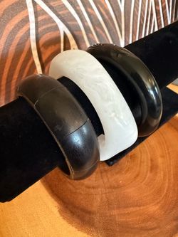 Set of 3 Bangle Bracelets - Resin and Wood