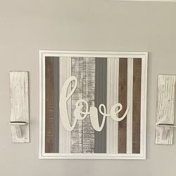 Kirklands “love” Wall Art With Sconces