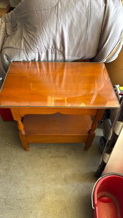Wood End Table with Glass Top