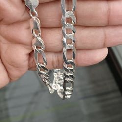 925 Sterling Silver Figaro Chain 22 Inches 