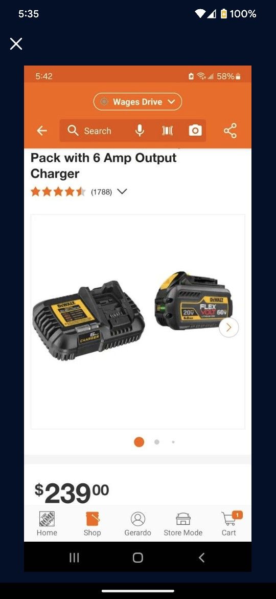FLEXVOLT 20V/60V MAX Lithium-Ion 6.0Ah Battery Pack with 6 Amp Output Charger

