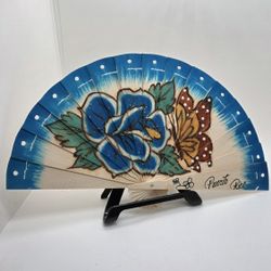 Hand-Painted Wooden Folding Han Fan Puerto Rico Printed On It