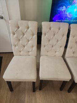 Set of Tufted Upholstered Dining Chairs