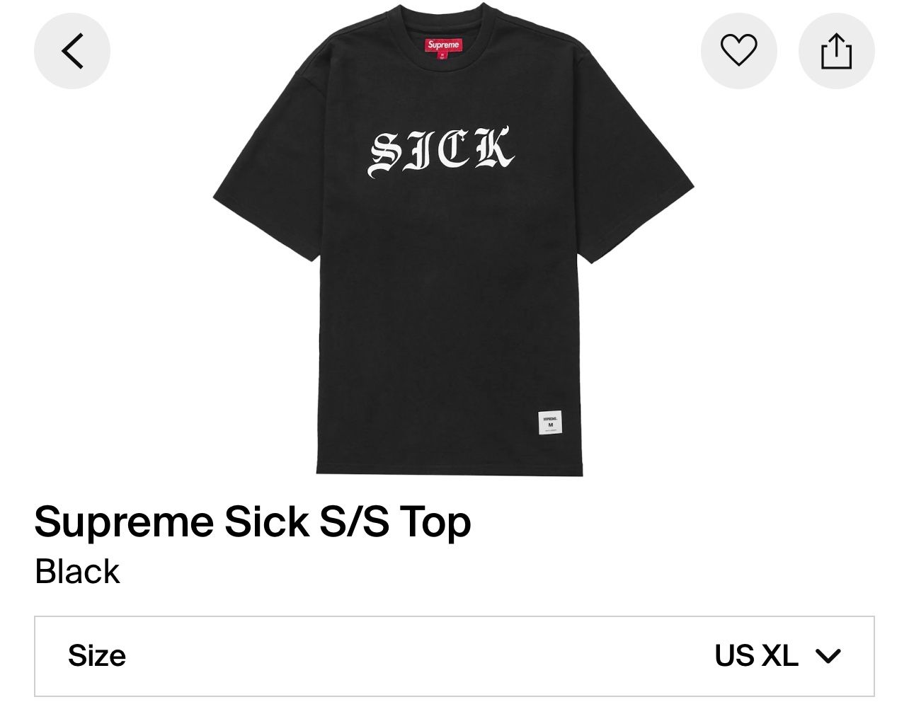 Deadstock supreme “sick” Tee Shirt