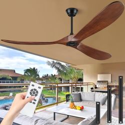 72" Ceiling Fans without Lights, 72 inch Ceiling Fan with Remote, High cfm Quiet Wooden Walnut Ceiling Fans, Large Outside Ceiling Fan no Light, Prope