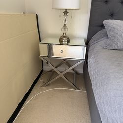 Whitney mirrored campaign accent table chrome