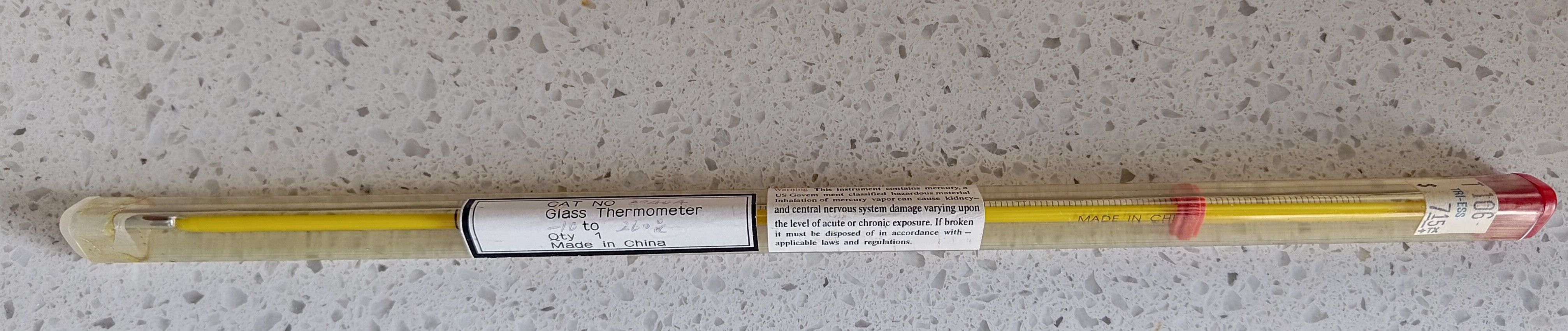 Vintage Glass thermometer lab long high temperature -10C to 260C