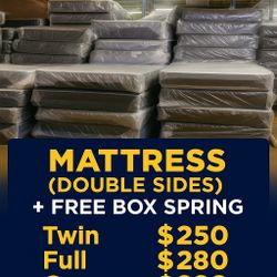 Queen Mattress ( Double Aides) Come With Free Box Spring - Free Delivery 🚚 Today