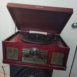 Memorex Wooden Cassette/CD/Record Player