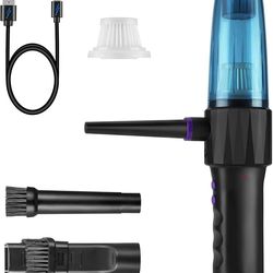 Compressed Air Duster & Vacuum, Rechargeable 1000mAh Cordless Blow Duster with Flashlight, 8000Pa Suction