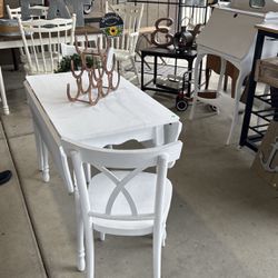 White Drop Leaf Table With 2 Chairs