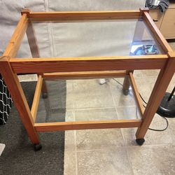 Wood and Glass Rolling Cart LAST CHANCE!