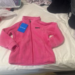Girls 4T Toddler Columbia Pink Jacket Sweater Zip Up New 