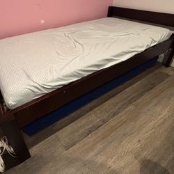Twin Wooden Bed Frame With Mattress