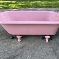 RARE: All PINK clawfoot cast iron vintage bathtub bathroom tub
