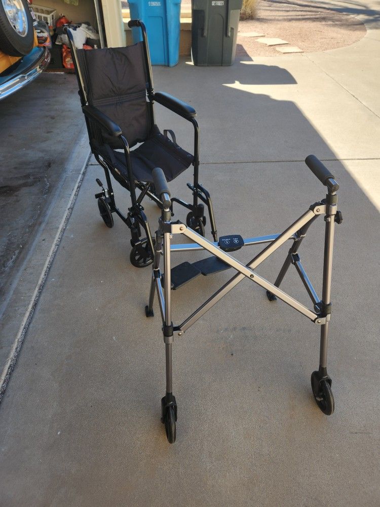 Transport chair and Walker.