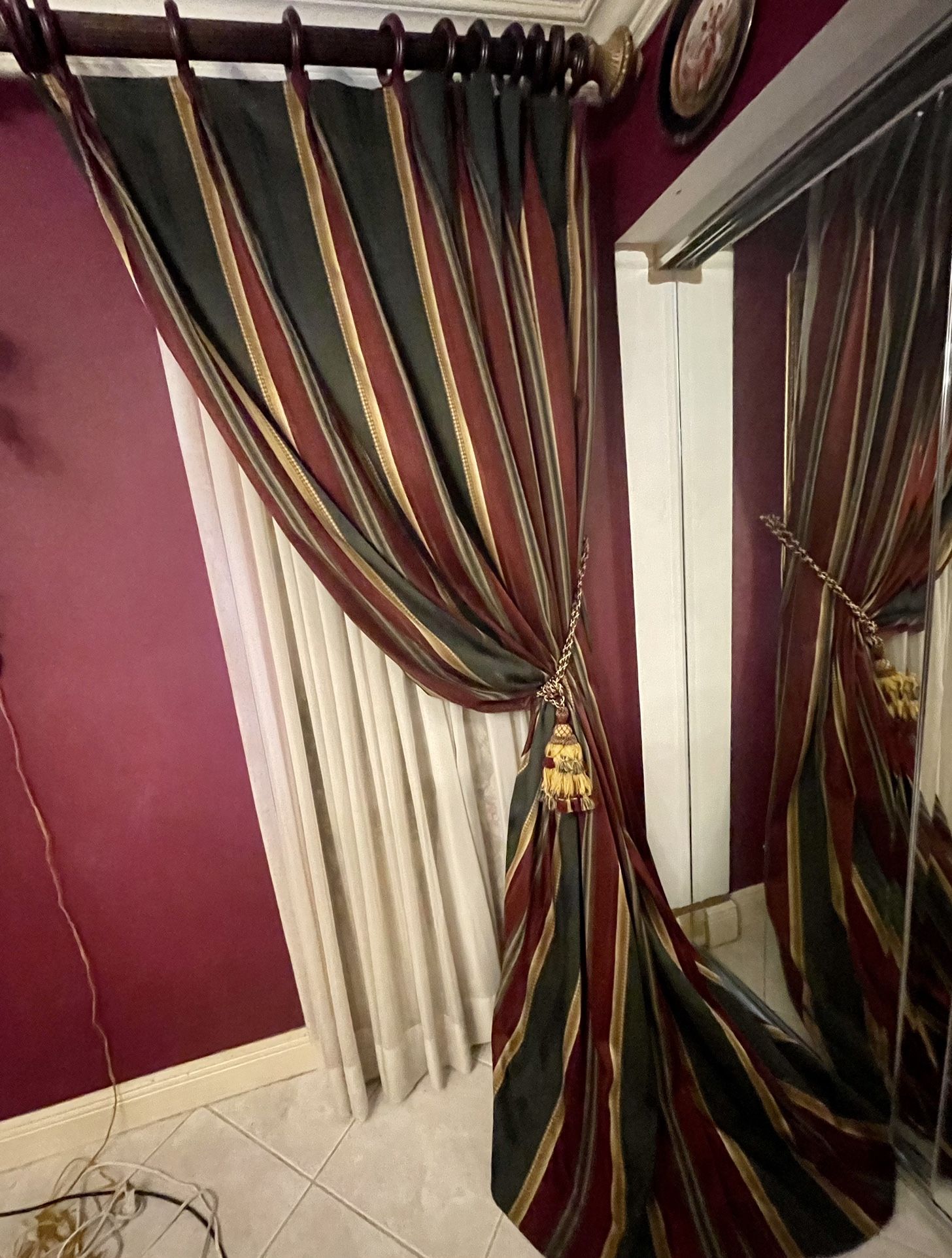 Pair Of Italian Fabric Window Drapes