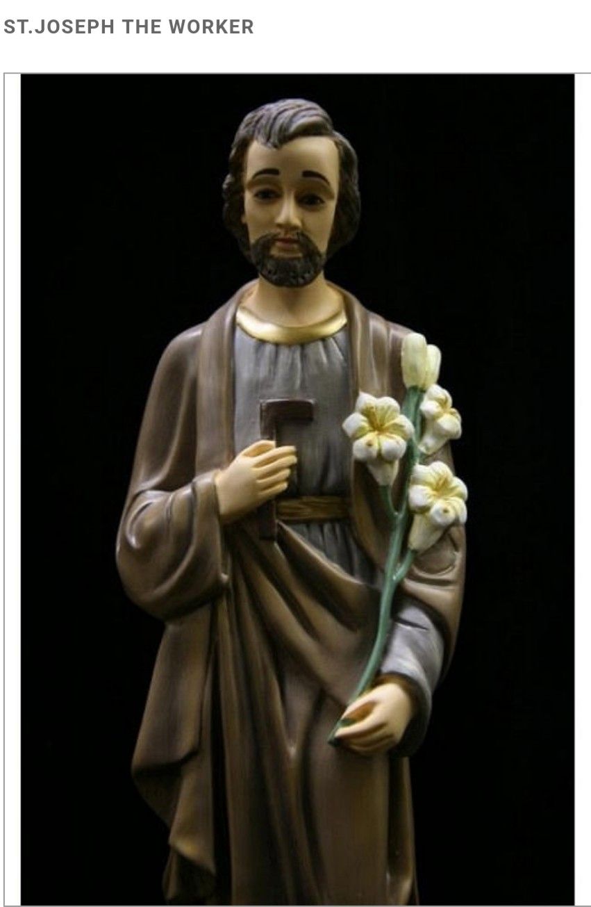 Saint St Joseph The Worker : 5"L - 4"D - 20"H made in Italy