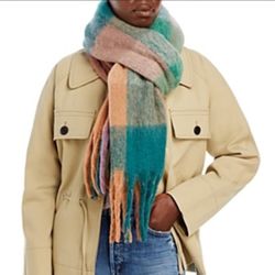 Aqua Bloomingdales Plaid Fringe Scarf - 100% Exclusive Bloomingdales 