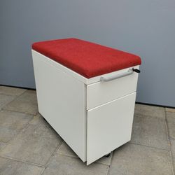 White 2 Drawer Filing Cabinet With Soft Cushion Top