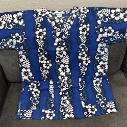 Hawaiian Print Scrub Top- Size Small