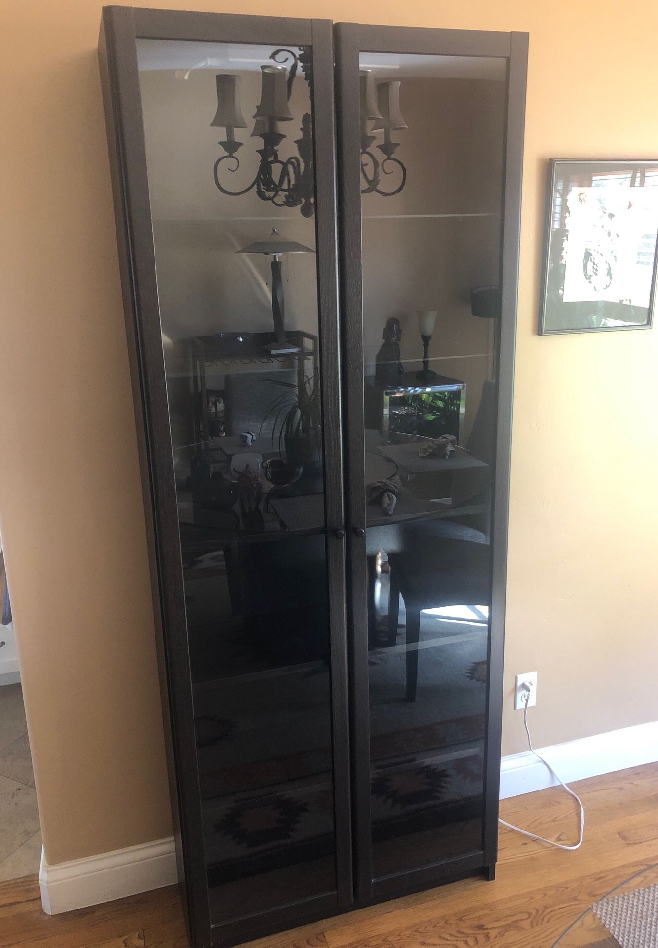 Ikea curio with glass doors