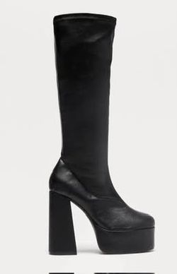 Black leather platform boots