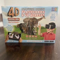 Brand New 4D Augmented Reality Flashcard & VR Headset Bundle with 26 Animal Flashcards 