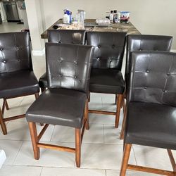 6 Dining Table Chairs Brown