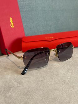 Rimless Sunglasses Gold Frame Gray Lens