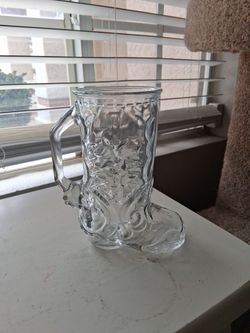 Glass Boot Beer Stein Mug