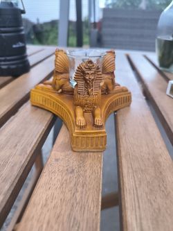 Ancient Egyptian Sphinx Statue Figurine Candle Holder Sculpture Bar Ornament Creative Candlelight Dinner Decoration Items for Home Living Room