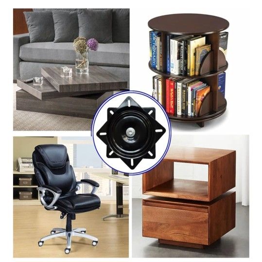 5-Pack Heavy Duty Bar Stool Swivel Plate, 6 1/4- Inch Chair Base With Solid Ring of Ball Bearings, 400lbs Capacity Replacement Seat Parts Lazy Susan