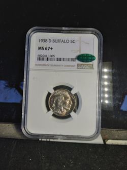 1938 D MS67+ TONER BUFFALO NICKEL CAC