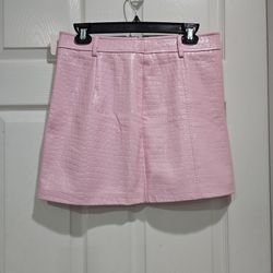 Bershka Pink Faux Leather Skirt