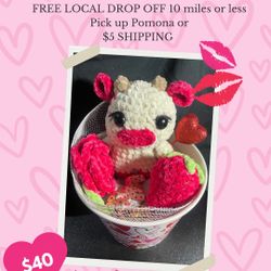 Strawberry Cow Valentine Day Basket 
