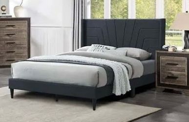 Dark gray king size bed frame